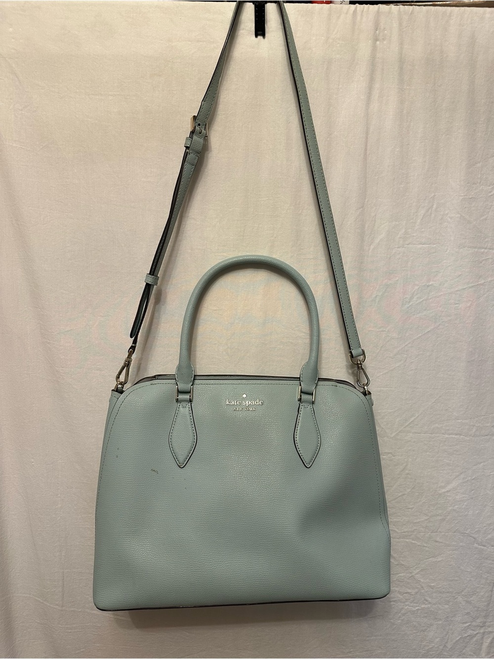 Kate Spade New York Blue Pebbled Leather Satchel Crossbody Bag